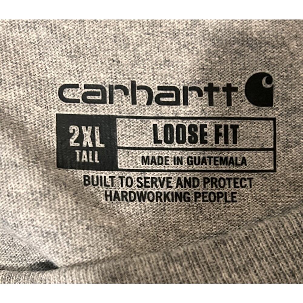 Carhartt K87 T Shirt Men's Sz 2XLT Grey Workwear Loose Fit Short Sleeve Pocket - Picture 3 of 8
